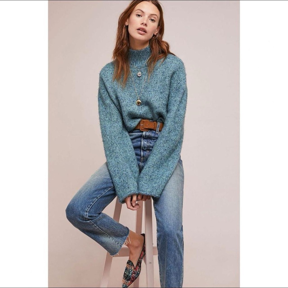 Anthropologie Blue Turtleneck Sweater